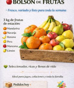 Bolsón frutas 3Kg (Mandarina, Naranja, Banana, Pera, Manzana y Limon)