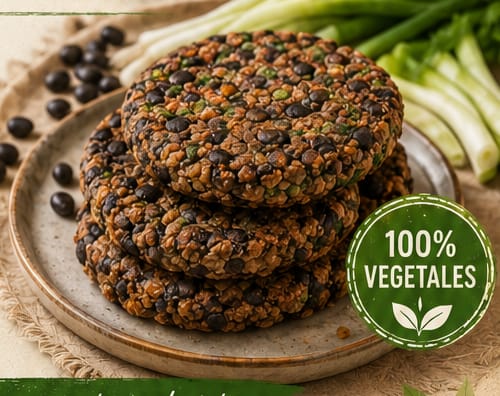 Hamburguesas 4u 150g Poroto negro, puerro, verdeo, cebolla y ajo rebozadas (todo agroecologico)