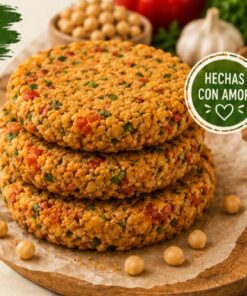 Hamburguesas 4u 150g Garbanzos, morron, cebolla, ajo rebozadas (todo agroecologico)